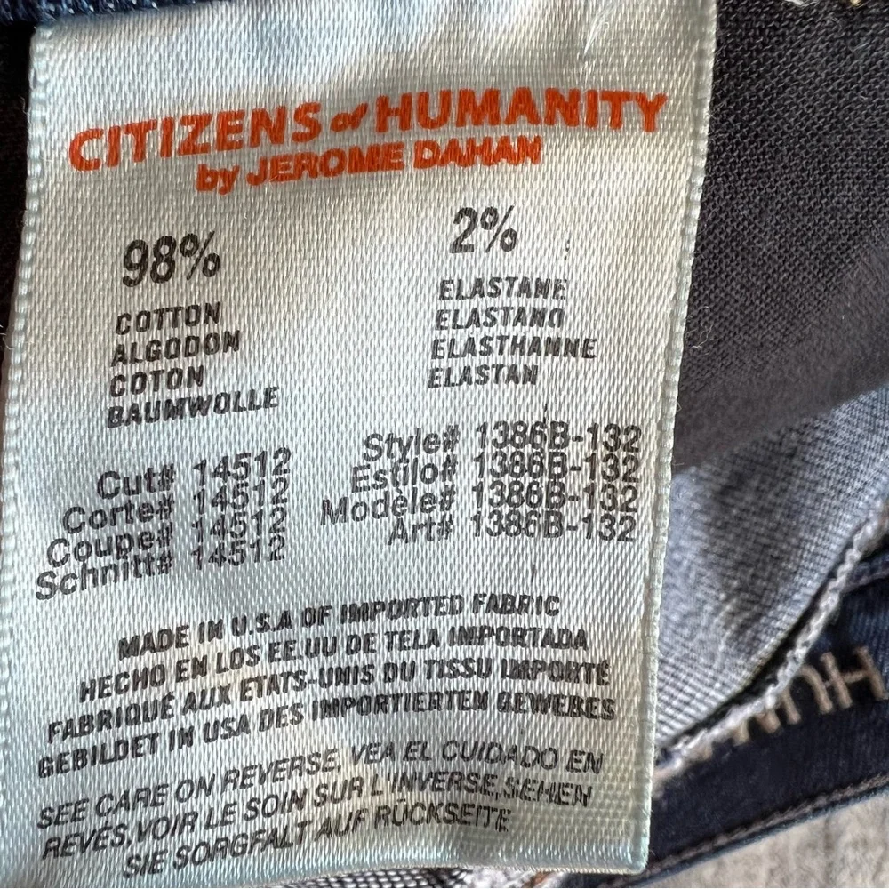 Citizens of Humanity Sz 25 Dani Crop Cuffed Straight Leg Jeans in Scorpio Wash